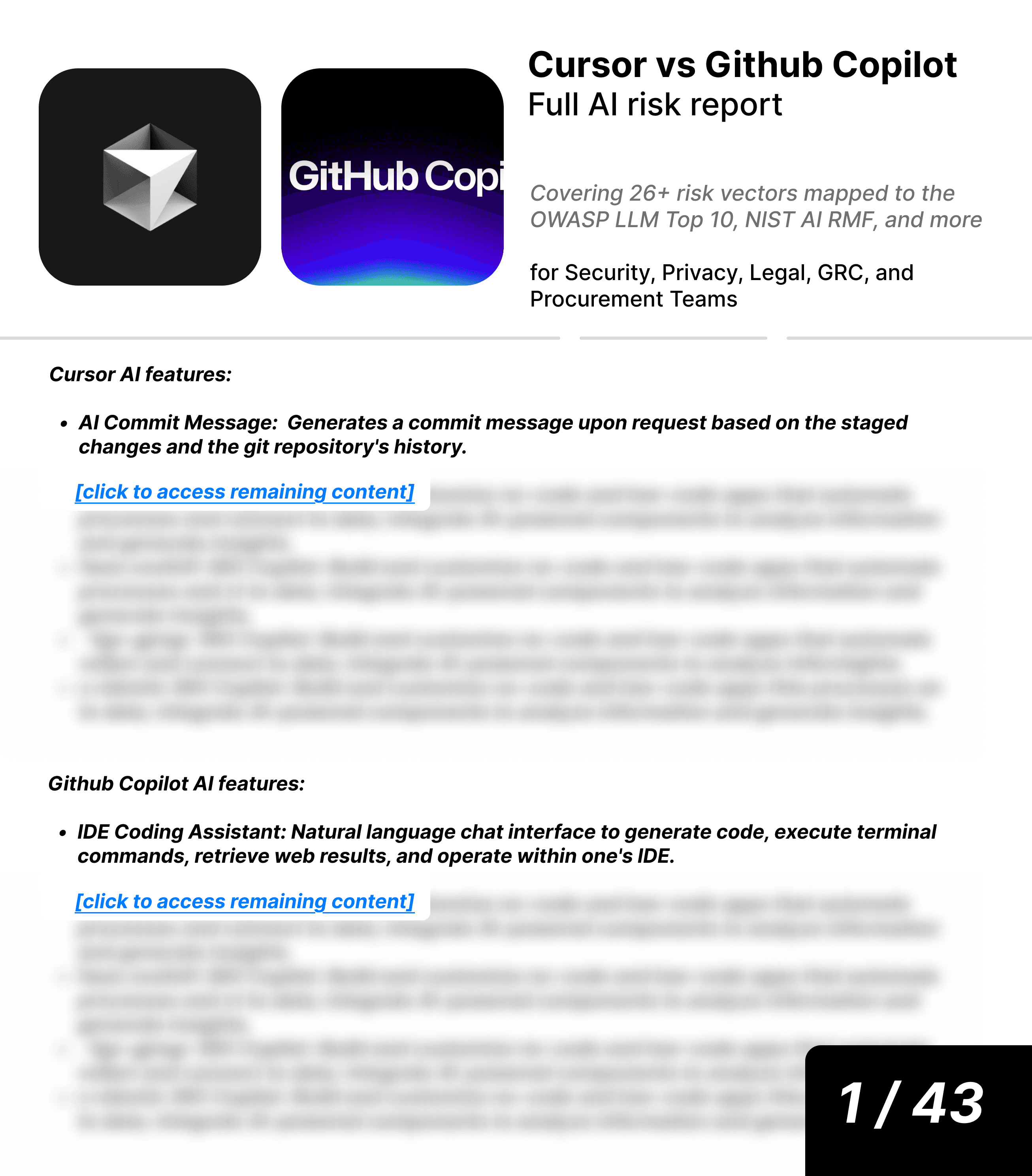 Cursor vs Github Copilot AI risk report sample