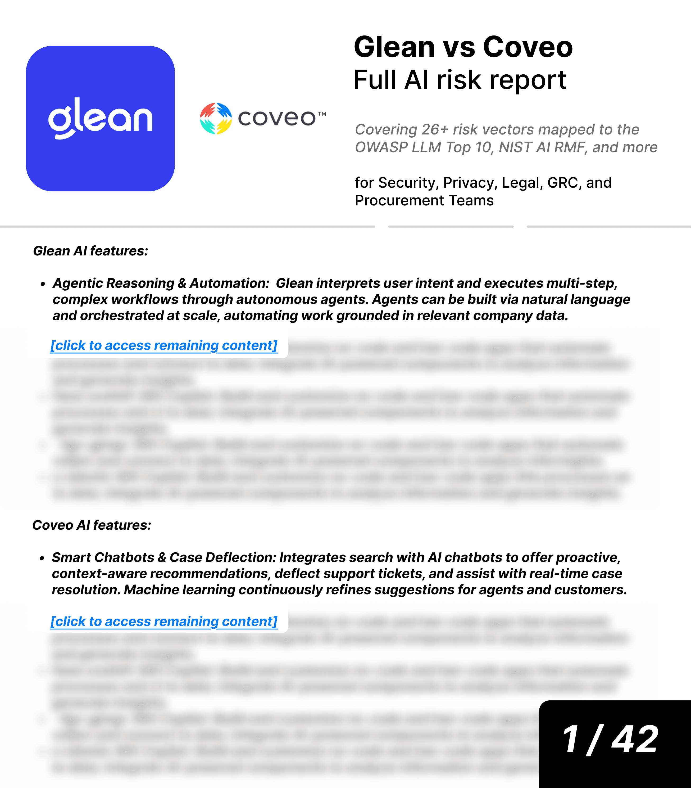 Glean vs Coveo AI risk report sample