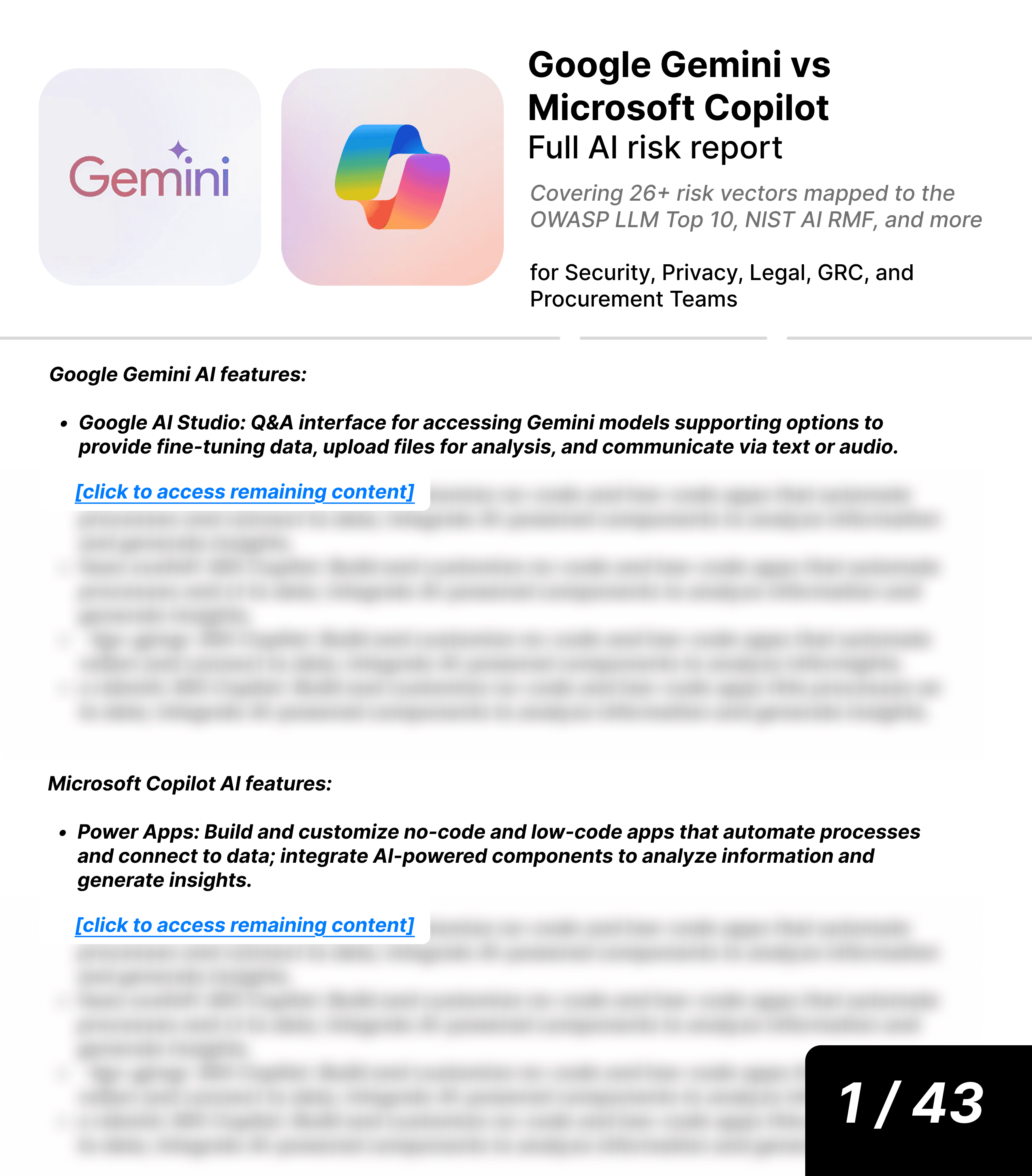 Google Workspace vs Microsoft 365 AI risk report sample