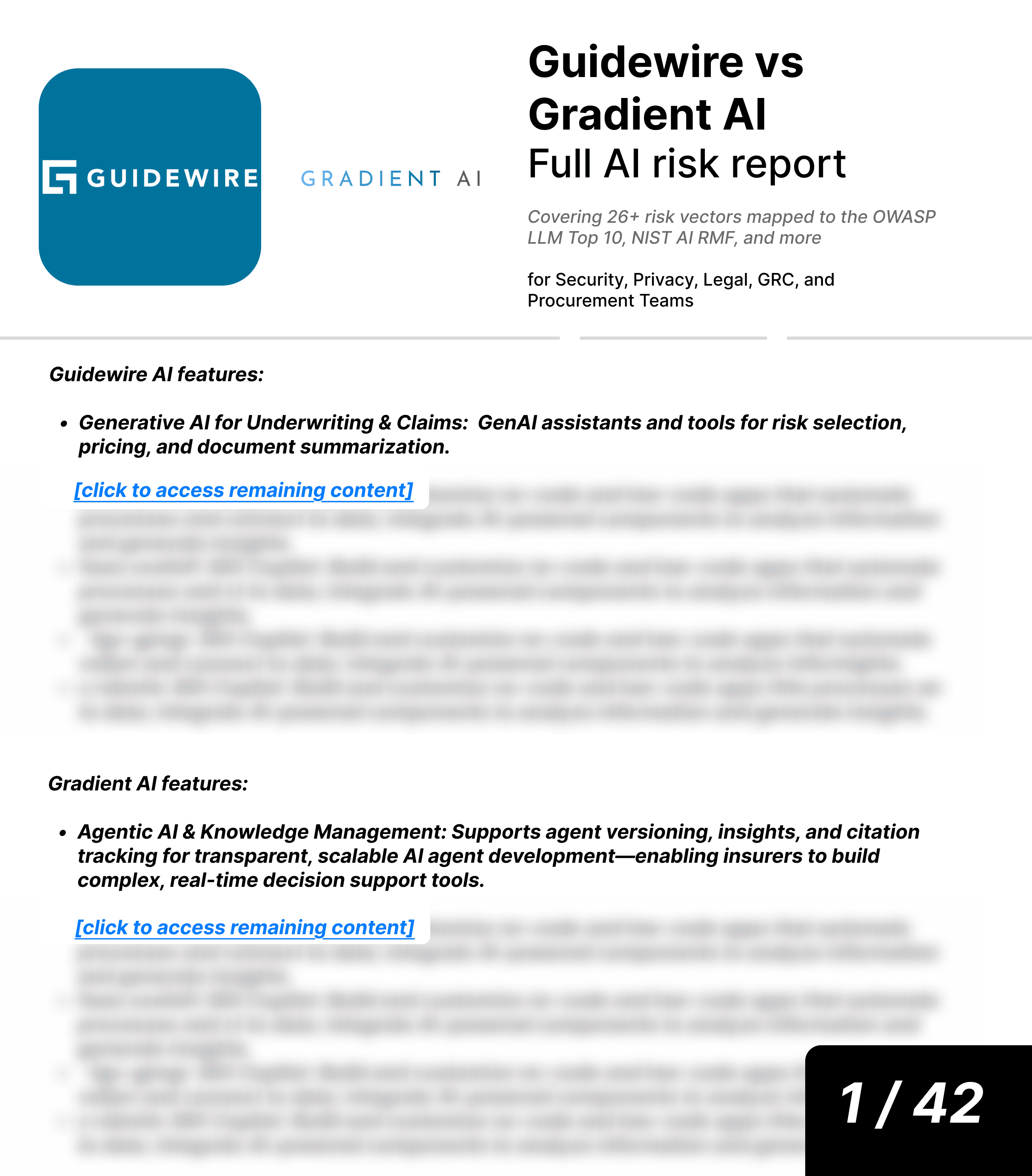 Guidewire vs Gradient Ai AI risk report sample