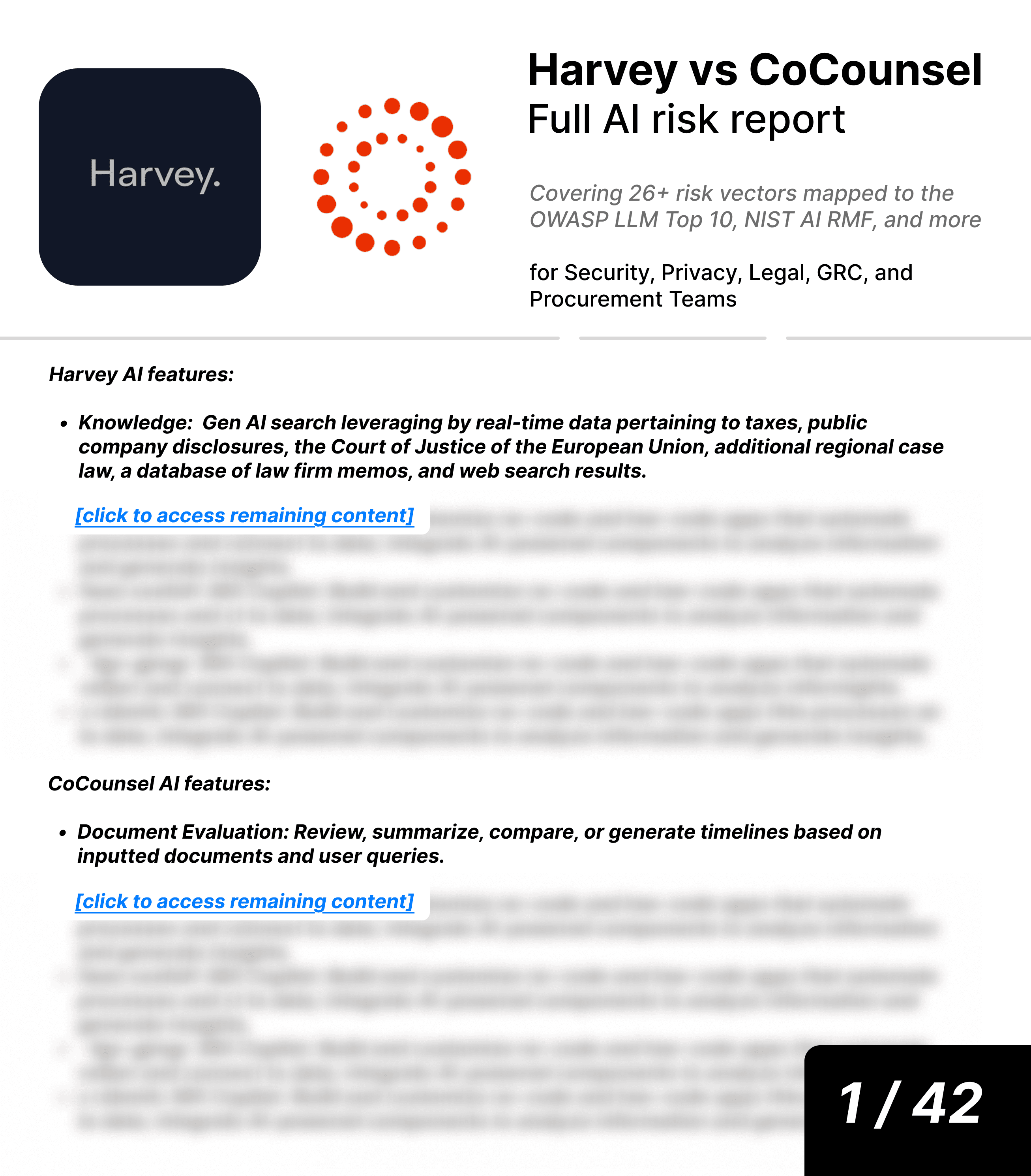 Harvey vs CoCounsel AI risk report sample