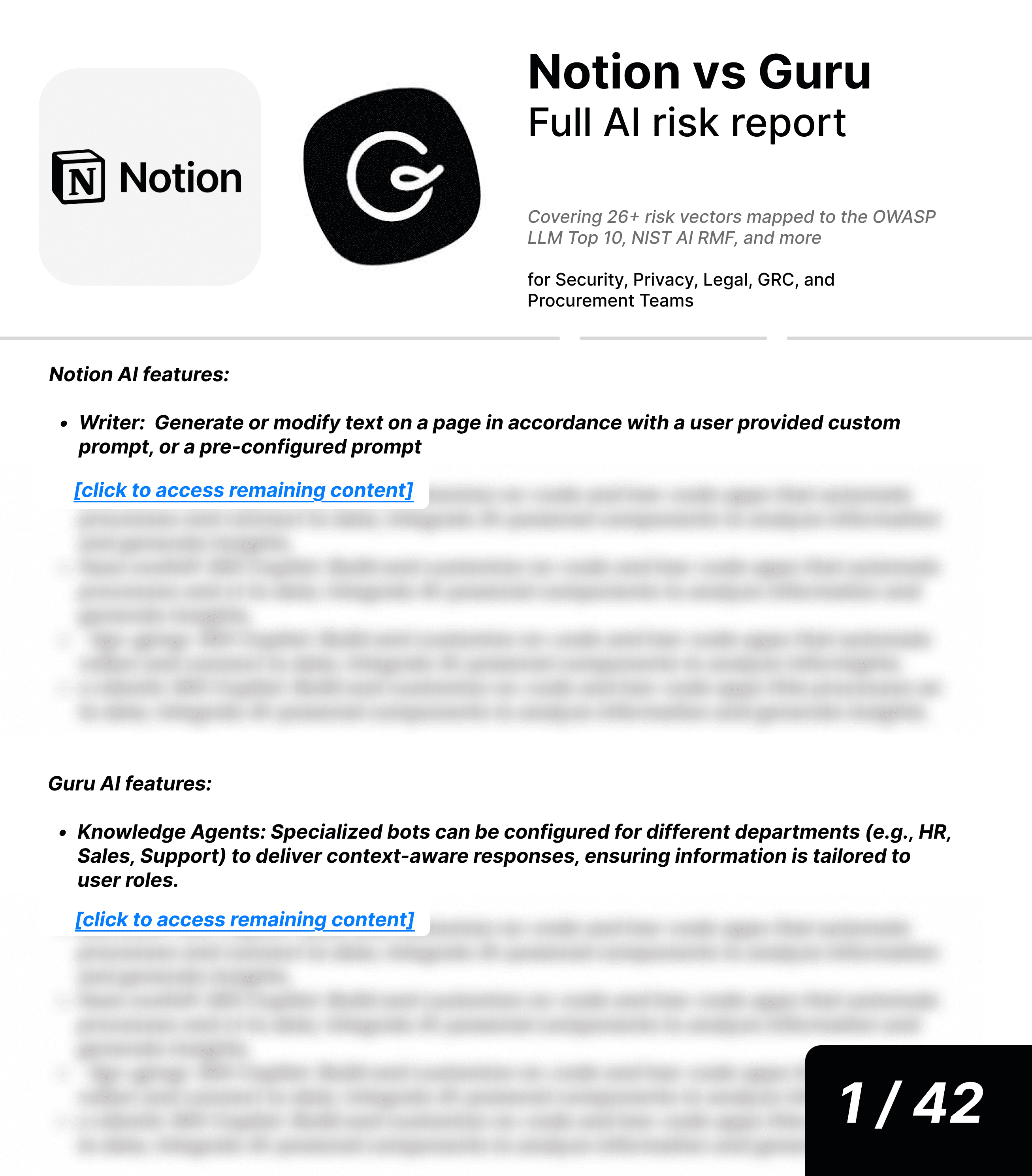 Notion vs Guru AI risk report sample